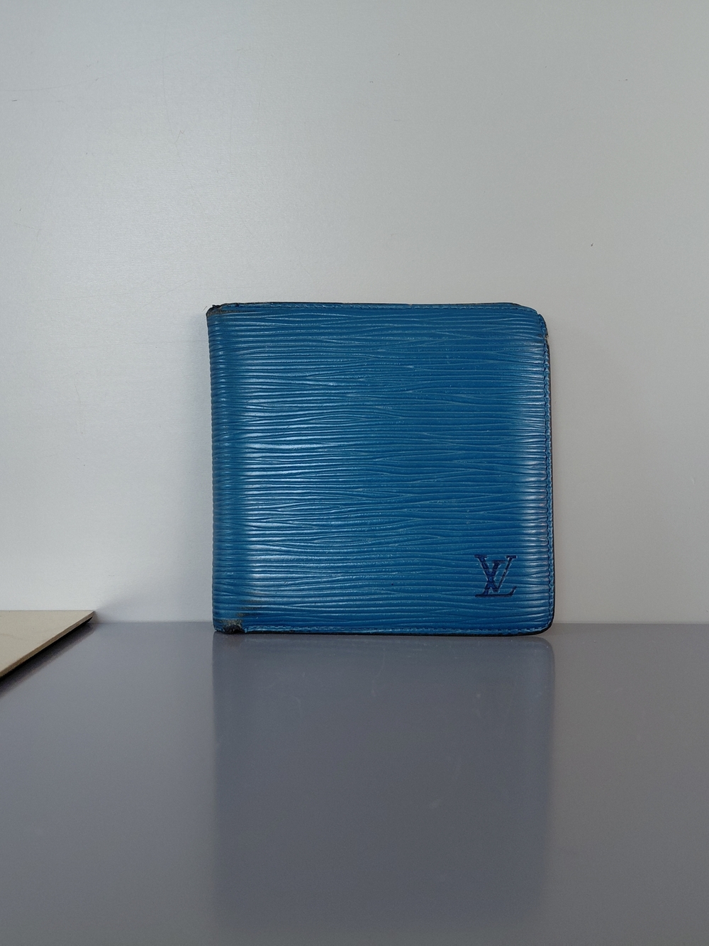 Louis Vuitton Teal-Blue Epi Leather Compact Wallet